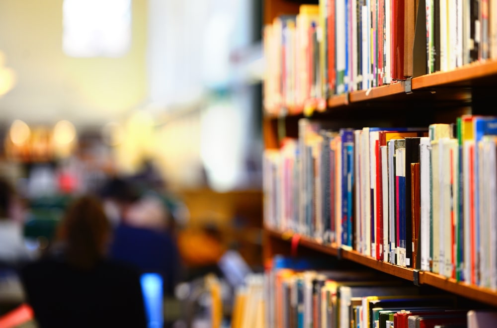 books on library shelf